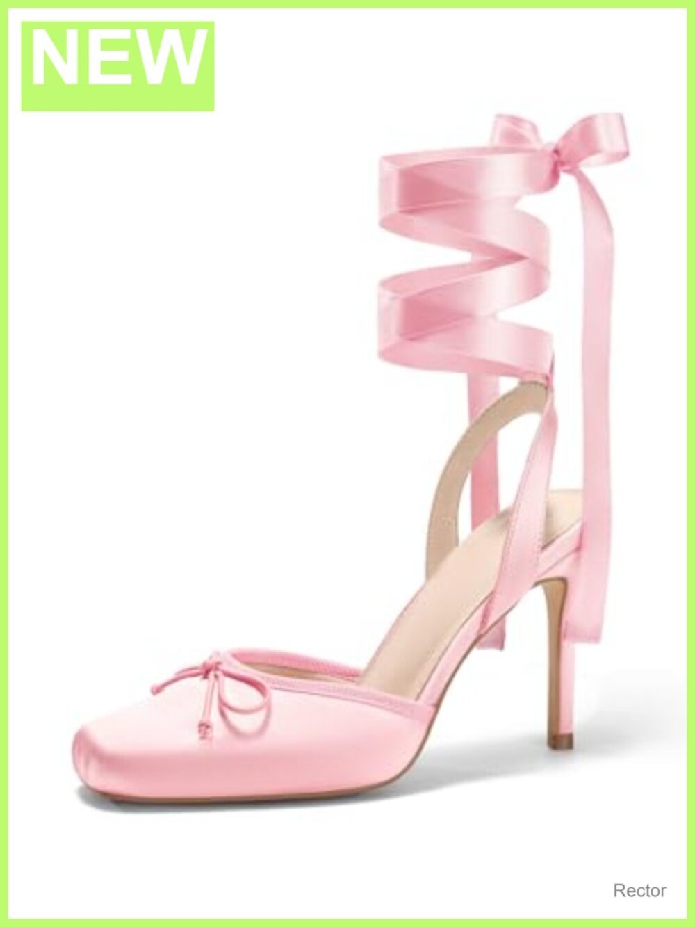 Women's Satin Lace Up Bow Square Toe Stiletto Heels